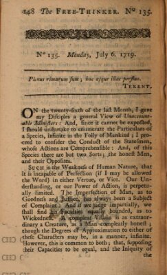 The free thinker or essays of wit and humour Donnerstag 6. Juli 1719