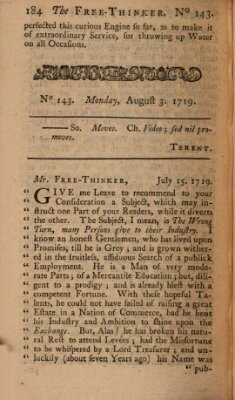 The free thinker or essays of wit and humour Donnerstag 3. August 1719