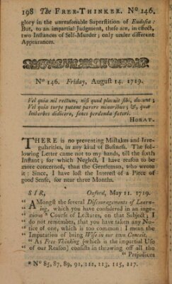 The free thinker or essays of wit and humour Montag 14. August 1719