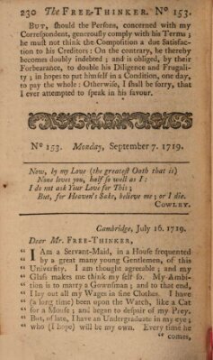 The free thinker or essays of wit and humour Donnerstag 7. September 1719