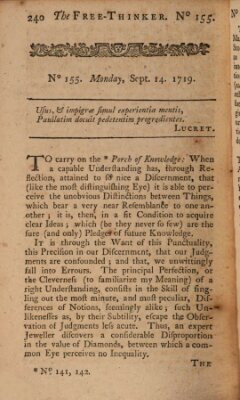 The free thinker or essays of wit and humour Donnerstag 14. September 1719