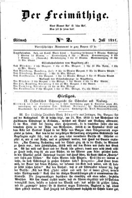 Der Freimüthige (Der Lechbote) Mittwoch 2. Juli 1851