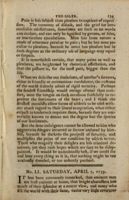 The Idler Samstag 7. April 1759