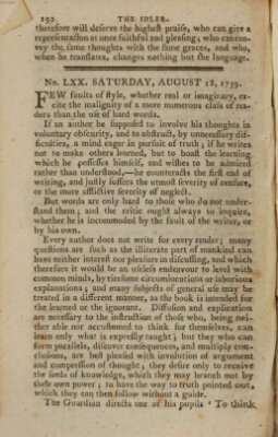 The Idler Samstag 18. August 1759