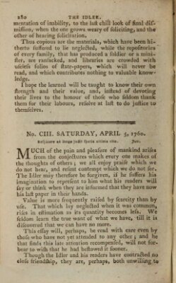 The Idler Samstag 5. April 1760