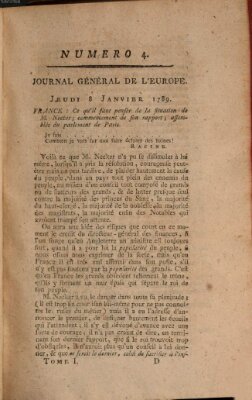 Journal général de l'Europe ou Mercure national et étranger Donnerstag 8. Januar 1789