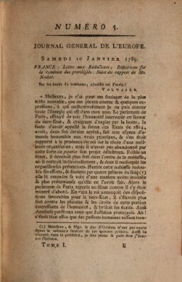 Journal général de l'Europe ou Mercure national et étranger Samstag 10. Januar 1789