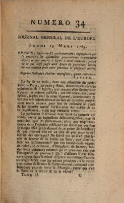 Journal général de l'Europe ou Mercure national et étranger Donnerstag 19. März 1789