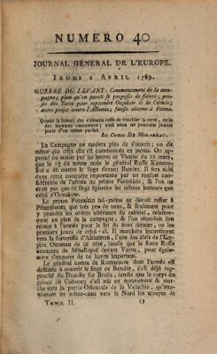 Journal général de l'Europe ou Mercure national et étranger Donnerstag 2. April 1789