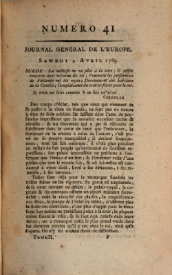 Journal général de l'Europe ou Mercure national et étranger Samstag 4. April 1789