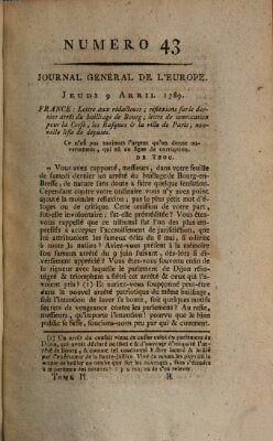 Journal général de l'Europe ou Mercure national et étranger Donnerstag 9. April 1789