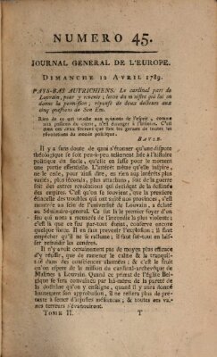 Journal général de l'Europe ou Mercure national et étranger Sonntag 12. April 1789