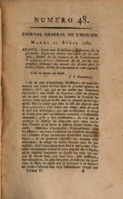 Journal général de l'Europe ou Mercure national et étranger Dienstag 21. April 1789