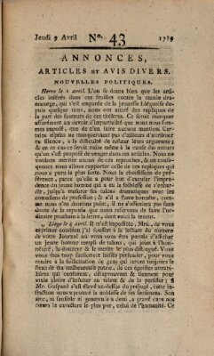 Journal général de l'Europe ou Mercure national et étranger Donnerstag 9. April 1789