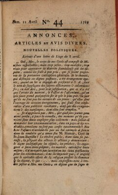 Journal général de l'Europe ou Mercure national et étranger Samstag 11. April 1789