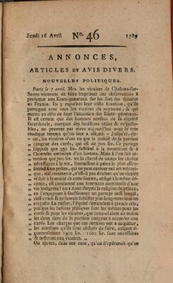 Journal général de l'Europe ou Mercure national et étranger Donnerstag 16. April 1789