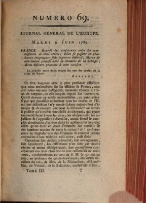 Journal général de l'Europe ou Mercure national et étranger Dienstag 9. Juni 1789