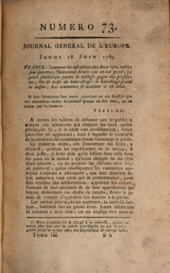 Journal général de l'Europe ou Mercure national et étranger Donnerstag 18. Juni 1789