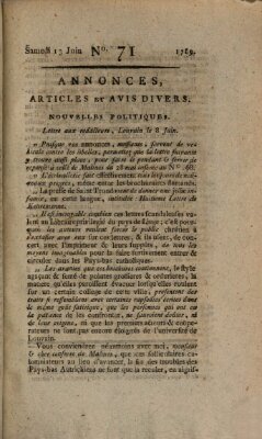 Journal général de l'Europe ou Mercure national et étranger Samstag 13. Juni 1789