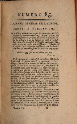 Journal général de l'Europe ou Mercure national et étranger Donnerstag 16. Juli 1789