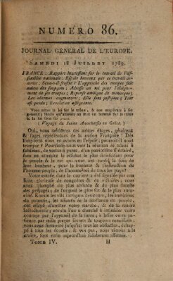 Journal général de l'Europe ou Mercure national et étranger Samstag 18. Juli 1789