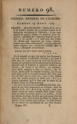 Journal général de l'Europe ou Mercure national et étranger Samstag 15. August 1789