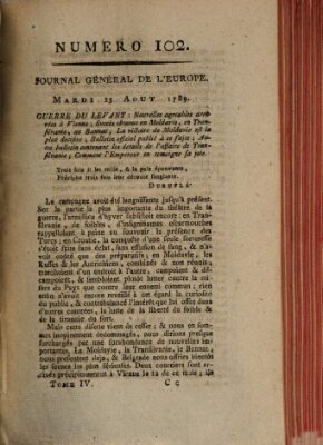 Journal général de l'Europe ou Mercure national et étranger Dienstag 25. August 1789