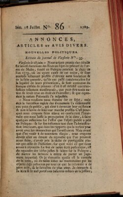 Journal général de l'Europe ou Mercure national et étranger Samstag 18. Juli 1789