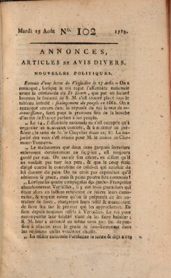 Journal général de l'Europe ou Mercure national et étranger Dienstag 25. August 1789