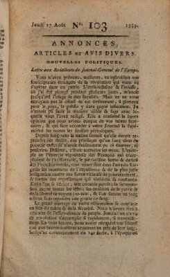 Journal général de l'Europe ou Mercure national et étranger Donnerstag 27. August 1789