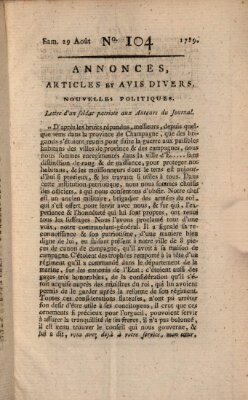 Journal général de l'Europe ou Mercure national et étranger Samstag 29. August 1789