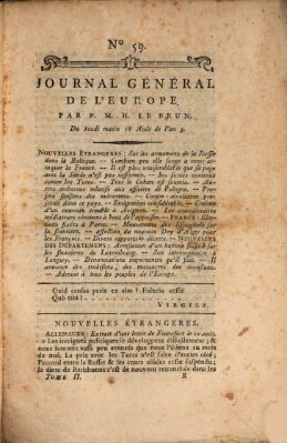 Journal général de l'Europe ou Mercure national et étranger Donnerstag 18. August 1791