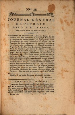 Journal général de l'Europe ou Mercure national et étranger Samstag 27. August 1791