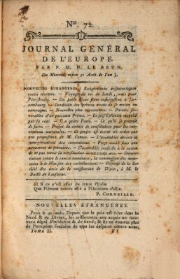 Journal général de l'Europe ou Mercure national et étranger Mittwoch 31. August 1791