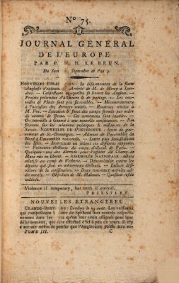 Journal général de l'Europe ou Mercure national et étranger Samstag 3. September 1791