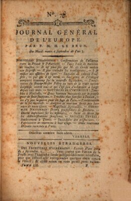 Journal général de l'Europe ou Mercure national et étranger Dienstag 6. September 1791