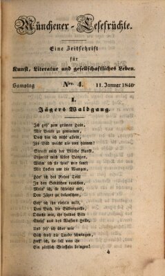 Münchener Lesefrüchte Samstag 11. Januar 1840