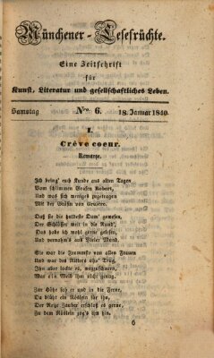 Münchener Lesefrüchte Samstag 18. Januar 1840