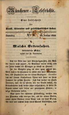 Münchener Lesefrüchte Samstag 25. Januar 1840