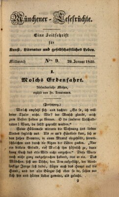 Münchener Lesefrüchte Mittwoch 29. Januar 1840