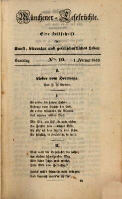 Münchener Lesefrüchte Samstag 1. Februar 1840