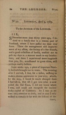 The lounger Samstag 9. April 1785