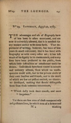 The lounger Samstag 20. August 1785