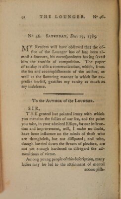 The lounger Samstag 17. Dezember 1785