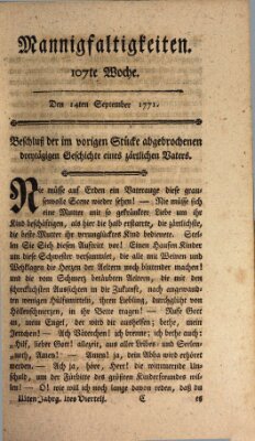 Mannigfaltigkeiten (Neueste Mannigfaltigkeiten) Samstag 14. September 1771