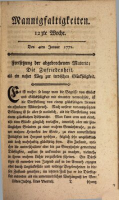 Mannigfaltigkeiten (Neueste Mannigfaltigkeiten) Samstag 4. Januar 1772