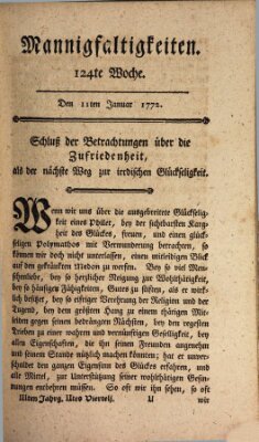 Mannigfaltigkeiten (Neueste Mannigfaltigkeiten) Samstag 11. Januar 1772