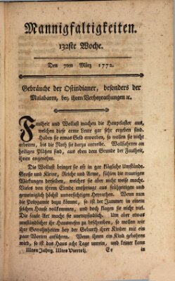 Mannigfaltigkeiten (Neueste Mannigfaltigkeiten) Samstag 7. März 1772