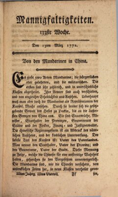 Mannigfaltigkeiten (Neueste Mannigfaltigkeiten) Freitag 13. März 1772