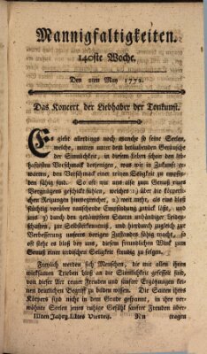 Mannigfaltigkeiten (Neueste Mannigfaltigkeiten) Samstag 2. Mai 1772